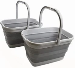 12L (3.1 Gallon) Collapsible Rectangular Handy Basket / Bucket (Alloy Grey + Crystal Blue (Set Of 2)) -KitchenAid Shop 41SPIaTMWkL. AC