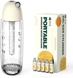 Sparkling Water Maker -Portable Soda Maker Machine For Home, 450ml Compact Size With 20 Mini Cylinders Included, Seltzer Water Maker No Electricity, Double Layer PET Bottle, BPA Free, Double Pressure Relief Valves, Silver -KitchenAid Shop 41SSBJJTfsL. AC