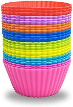 24 Pack Silicone Baking Cups Reusable Muffin Liners Non-Stick Cup Cake Molds Set Cupcake Silicone Liner Standard Size Silicone Cupcake Holder Reusable Cupcake Liners Christmas Gift (8 Rainbow Colors) -KitchenAid Shop 41SSO O2NBL. AC