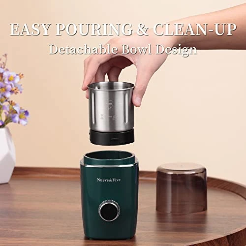 Adjustable Coffee Grinder Electric, Cordless Coffee Grinder Espresso, Electric Coffee Grinder With Timing Setting, Coffee Bean Grinder Electric With Removable Stainless Steel Bowl (GREEN) 5 Adjustable Coffee Grinder Electric, Cordless Coffee Grinder Espresso, Electric Coffee Grinder With Timing Setting, Coffee Bean Grinder Electric With Removable Stainless Steel Bowl (GREEN) - Image 3