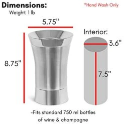 IrdRock Home Stainless-Steel Wine Chiller - Elegant Double Wall Bucket - Single Insulated Bottle Holder - Wine Or Champagne Cooler For Table - Wine Accessories - Indoor Or Outdoor - Silver -KitchenAid Shop 41Sai7WdWVL