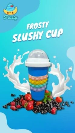 GENERIC FROSTY - Magic Slushy Maker Squeeze Cup - Tiktok Smoothie- Frozen Drink - Soda Slushie - Ice Cream - Bonus Straw Spoon, Brush Cleaner, Pop It Squeeze Sleeve & Recipe -KitchenAid Shop 41SnWX706tL
