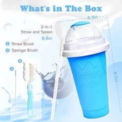 Frozen Magic Slushy Cup, Smoothie Cups With Lids And Straws, Slushie Maker Cup Is Cool Stuff Things, Fasting Cooling Make Milkshake Smoothie Freeze Beer - TIKT0K Trend Items Cool Gadgets-Blue