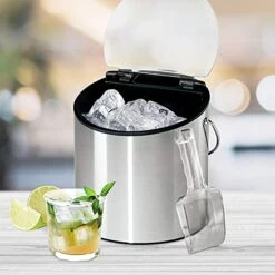 Stainless Steel Ice And Wine Bucket With Flip Top Lid And Ice Scoop, Holds 2 Bottles -KitchenAid Shop 41SrqNNrSvS