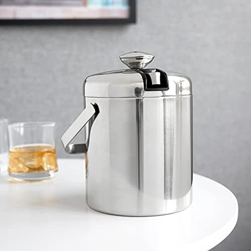 True Stainless Steel Ice Bucket With Tongs, Double Walled Insulated Bar Essential With Built-In Tong Holder Lid 7 True Stainless Steel Ice Bucket With Tongs, Double Walled Insulated Bar Essential With Built-In Tong Holder Lid - Image 5