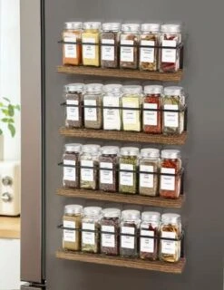 KitHero Magnetic Spice Racks With 24 Jars, 216 Labels, 1 Steel Funnel For Refrigerator，Microwave Oven - Full Set Of Spice Organizer -KitchenAid Shop 41SxNazYJ7L. AC