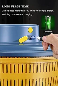 Electric Salad Spinner 4L, Automatic Salad Cleaner Spinner, USB Rechargeable Lettuce Washer Dryer With 1200mAh Battery & BPA Free Bowl, Large Capacity Fruit & Vegetable Storage Spinner (Color : Blue -KitchenAid Shop 41SzHDuSg6L