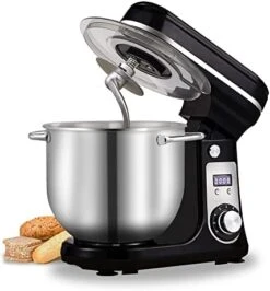 Kitchen Electric Stand Mixer, 6-Speed Tilt-Head Food Mixer With 6.5-QT Stainless Steel Bowl, Dough Hook, Flat Beater, Whisk And Anti-Splash Cover, Red (6.5-QT, Red) -KitchenAid Shop 41T0kWb7k7L. AC