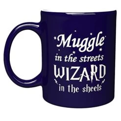 Ngraved 11oz Ceramic Cobalt Blue Gift Coffee Mug - Mvggle In The Streets Wizard In The Sheets - 11oz- Inspirational And Sarcasm Mothers Fathers Day Gift Cup For Bonus Grand Mom Dad
