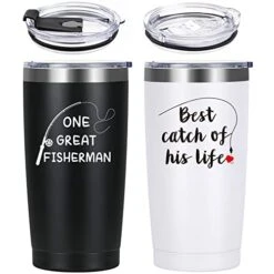Wedding Gifts, His And Hers Gifts, Couples Gifts For Anniversary Bridal Shower Engagement, One Great Fisherman, Best Catch Of His Life 20oz Travel Tumbler Set, Couple Gifts For Christmas