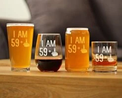 59 + 1 Middle Finger - Funny 60th Birthday Whiskey Rocks Glass Gifts For Men & Women Turning 60 - Fun Whisky Drinking Tumbler -KitchenAid Shop 41T3ZE9EKWL