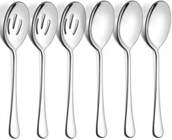 6 Pack Serving Spoons Set, 3 Large Serving Spoons, 3 Slotted Serving Spoons, Stainless Steel Buffet Dinner Restaurant Serving Spoons Set, Catering Serving Utensils For Party Banquet, 9.8 Inch -KitchenAid Shop 41T9ud0dIhL. AC