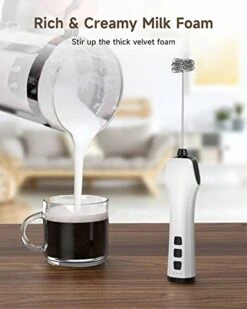 Milk Frother Handheld, BEAUTLIFE Rechargeable Electric Whisk Coffee Frother Mixer With 3 Stainless Whisk, Adjustable Speed Mini Foamer Maker Blender For Coffee Latte Cappuccino Matcha Chocolate, White -KitchenAid Shop 41TA1muhvIL