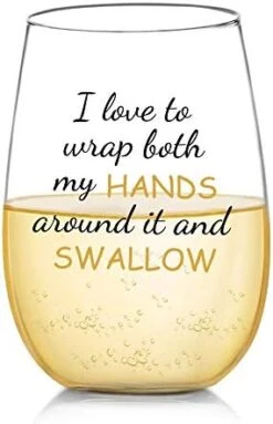 I Love To Wrap Both My HANDS Around It And SWALLOW Funny Wine Glass Gift For Women - Perfect For Bachelorette Parties, Gag Gift For Women, Gift Idea For Her, 17 Oz Stemless Wine Glasses -KitchenAid Shop 41TCzQPWVKL. AC