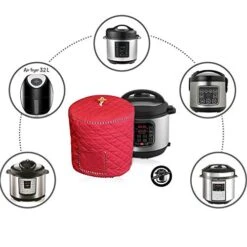 Instant Pot Cover With Wooden Ladle Pocket Pressure Cooker Cover For 6 Quart Instant Pot Dust Proof Covers For Appliances Decorative Appliance Covers With Pocket - Red