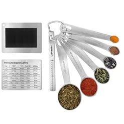 Premium 6 Measuring Spoons & Magentic Conversion Chart | Precisely Manufactured Spoons | Save Your Precious Time With The Convenient Conversion Chart