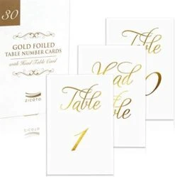 Gorgeous Wedding Table Numbers - Elegant Double Sided Gold Foil Lettering With Head Table Card - 4 X 6 Inches And Numbered 1-30 - Perfect For Weddings And Events -KitchenAid Shop 41TI0mW0wZL. AC