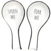 AKOA 2 Pack Spoon Rest For Stove Top - Fork Me Spoon Me - Kitchen Spoon Holder For Kitchen Counter - Ceramic Ladle Holder - White Utensil Rest For Countertop - Cute Funny Farmhouse Spatula Holder