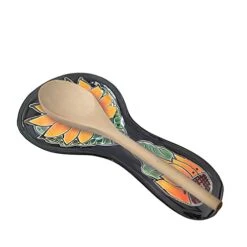 GENERIC Spoon Rest Sunflower Design Talavera Mexican Orange Blue And Green Ceramic Handmade For Table Top And Stove Top -KitchenAid Shop 41TMxORSJmL