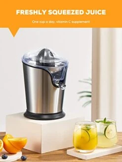 Iheal Electric Citrus Juicer, Orange Juicer Squeezer With Two Interchangeable Cones Suitable For All Size Of Citrus Fruits, Anti-drip Spout And Ultra Quiet Motor, BPA Free, Brushed Stainless Steel -KitchenAid Shop 41TPMARjjHL