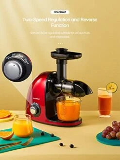 Juicer Machines Vegetable And Fruit, HOUSNAT Slow Masticating Juicer With 2-Speed Modes Easy To Clean, Cold Press Juicer Extractor With Quiet Motor, Reverse Function, Recipes (Passion Red) 10 Juicer Machines Vegetable And Fruit, HOUSNAT Slow Masticating Juicer With 2-Speed Modes Easy To Clean, Cold Press Juicer Extractor With Quiet Motor, Reverse Function, Recipes (Passion Red) -KitchenAid Shop 41TReukonKL