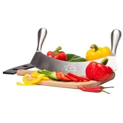 's 12" Stainless Steel Mezzaluna Knife & Cover + FREE Stainless Steel Soap Odor Remover | Pizza Cutter | Fruit, Vegetable & Salad Chopper & Dicer | Herb Mincer -KitchenAid Shop 41TTqzGehjL