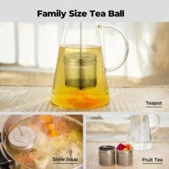 2 Pack Large Tea Ball Infuser For Loose Leaf Tea & Spice Ball For Cooking Soup, 18/8 304 Stainless Steel, Threaded Lid, Chain Hook, Extra Fine Mesh Tea Strainer Ball For Herb, Iced Tea -KitchenAid Shop 41TX4Cpd4fL