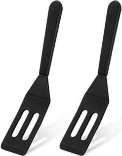 Mini Brownie Serving Spatula Flexible Nonstick Silicone Serve Turner Heat-Resistant Cookie Spatula Slotted Spatula For Flip Egg In Small Frying Pan Cookie Batter Lemon Square (Black, 2) -KitchenAid Shop 41TiDCTBoJL. AC