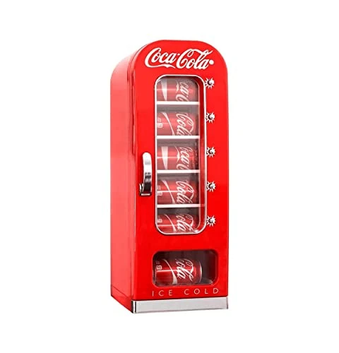 Coca-Cola Exclusive New Retro Vending Machine Style 10 Can Mini Fridge, 12V DC/110V AC With Tall Window Display For Home, Dorm, Office, Games Room 3 Coca-Cola Exclusive New Retro Vending Machine Style 10 Can Mini Fridge, 12V DC/110V AC With Tall Window Display For Home, Dorm, Office, Games Room