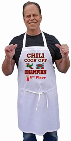 Second Place Chili Cook Off Champion White Bib Aprons