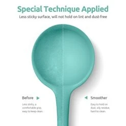 13 Inch Silicone Soup Ladle: U-Taste 600ºF Heat Resistant 4 Oz Large Non-stick Seamless Rubber Kitchen Deep Serving Spoon With Non-slip Solid Long Handle For Cooking Sauce/Stews/Gravies (Aqua Sky) -KitchenAid Shop 41TwdwkHLWL