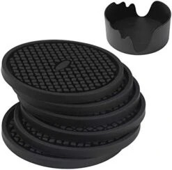 Silicone Drink Coasters Set Of 6 , IPHOX 3.94 Inches Flexible Heat Resistant Coaster For Drinks With Deep Grooved And Non-Slip Bottom, Protect Furniture From Dirty And Scratched (Grey) -KitchenAid Shop 41U24UrbDEL. AC