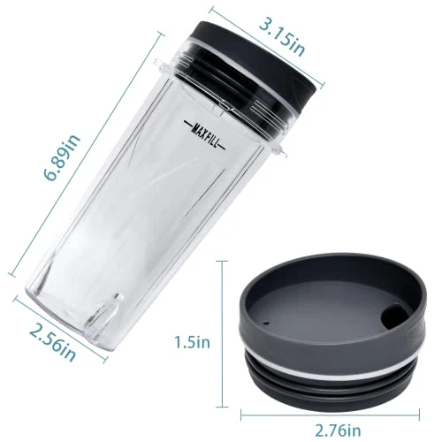 BL660 Blender Cups Compatible With Ninjia, Single Serve 16oz Blender Cups With Sip & Seal Lids Compatible With Nutri Ninjia BL770 BL780 BL740 BL810 Replacement Parts 4 BL660 Blender Cups Compatible With Ninjia, Single Serve 16oz Blender Cups With Sip & Seal Lids Compatible With Nutri Ninjia BL770 BL780 BL740 BL810 Replacement Parts - Image 2