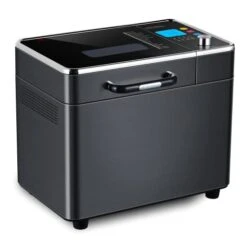 2LB Bread Machine, Black Stainless Steel Bread Maker With Nonstick Pan, Full Touch Panel Tempered Glass, Reserve& Keep Warm Set And Recipes,18-in-1.