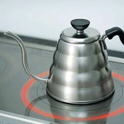 Hario V60 "Buono" Drip Kettle Stovetop Gooseneck Coffee Kettle 1.2L, Stainless Steel, Silver -KitchenAid Shop 41UY0CFDieL