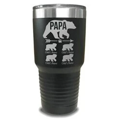 Papa Bear Tumbler - Personalized With Child's Name Engraved Tumblers - Laser Engraved, Add Up To 10 Child's Name - Gift For Dads