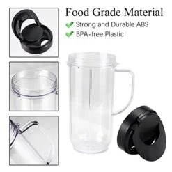 22oz Blender Cups Replacement For Magic Bullet, With Flip Top To-Go Lid And Handle - Compatible With 250w Magic Bullet Mb 1001 Mb 1001b Mbr-1701 Mbr-1702 Mbr-1101 Blender Juicer Mixer Mug - 2 Pack