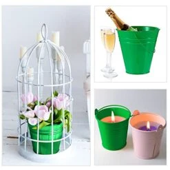 12 Pack Galvanized Buckets, Metal Bucket With Handle, 4.5 X 5 Inch, Tin,Green, Mini Round Flower Pot Plant Basket, Mini Toy Container, Kids Party Supplies For Candy Bars, Vase, Crafts, Favors -KitchenAid Shop 41UvrDNicQL