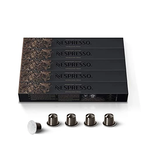 Nespresso Capsules OriginalLine, Roma Intenso, Medium Roast Coffee, 50 Count Coffee Pods, Brews 1.35oz (ORIGINAL LINE ONLY) 3 Nespresso Capsules OriginalLine, Roma Intenso, Medium Roast Coffee, 50 Count Coffee Pods, Brews 1.35oz (ORIGINAL LINE ONLY)