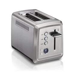 Hamilton Beach 2 Slice Toaster With Extra-Wide Slots, Bagel Setting, Toast Boost, Slide-Out Crumb Tray, Auto-Shutoff & Cancel Button, Digital With Defrost Function, Stainless Steel (22796)