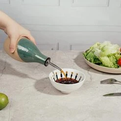 Cruet Ceramic Olive Oil Dispenser Bottle Perfect Home Decor Gift 400ml Vinegar Cruet Bottle With Pourer And Stopper - Olive Oil Carafe For Kitchen - Cruet For Vinegar And Oil 6" H 3" W (Green) -KitchenAid Shop 41V6bDaEJzL
