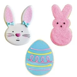 Easter Cookie Cutters 3-Pc Set Made In USA By Ann Clark, Easter Bunny, Egg, Rabbit Head