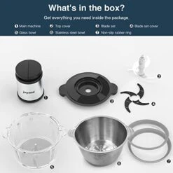 Food Processor With 2 Bowls, JOYAMI Electric Meat Chopper & Vegetable Grinder, 8-Cup Stainless Steel Bowl And Glass Bowl, 4 Sharp Blades, 2 Speed, 400W -KitchenAid Shop 41V8VQdNpPL