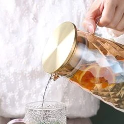 54Oz Glass Pitcher With Lid Iced Tea Pitcher Water Jug Hot Cold Water Ice Tea Wine Coffee Milk And Beverage Carafe -KitchenAid Shop 41VBuLnY31L