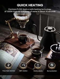 Electric Gooseneck Kettle With Temperature Control, Pour Over Coffee & Tea, 1200W 180-sec Quick Boil Time, 600g Ultra Light, 0.9L, White -KitchenAid Shop 41VOaMg6oEL