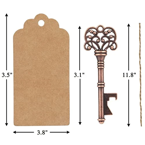 Key Open Wedding Favor Bottle Opener Keys Wedding Gift Set With Escort Tag Cards, Paper Roses, And Ropes - Vintage Key Bottle Opener Wedding Favor - Bottle Opener (50 Pack) 6 Key Open Wedding Favor Bottle Opener Keys Wedding Gift Set With Escort Tag Cards, Paper Roses, And Ropes - Vintage Key Bottle Opener Wedding Favor - Bottle Opener (50 Pack) - Image 4