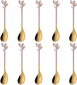 Black Swan Base Holder With 5-Pieces 4.7-inch Small Coffee Spoons And 5-Pieces Dessert Fork,Leaf Handle Set (Black & Gold) -KitchenAid Shop 41VWwwJfNgL. AC