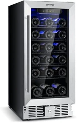 15 Inch Wine Cooler Refrigerator, 30 Bottles Stainless Steel Wine Cellar With Lock, Tempered Glass Door, Digital Temperature Control, Built-in & Freestanding Compressor Mini Wine Fridge For Home Bar Office -KitchenAid Shop 41VY1eiU7fL. AC