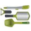 Joseph Joseph The Foodie Kitchen Gadget Gift Set Peeler Scoop Colander Elevate Steel Tongs Twist Grater Starter Cooking Tools, 4-piece -KitchenAid Shop 41VYxemrrnL