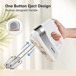 Hand Mixer Electric, REDMOND Hand Held Mixer With Turbo Function, Stainless Steel 5-Speed Kitchen Mixer For Whipping, Mixing Cookies, Cakes, Dough Batters, Cream -KitchenAid Shop 41VaB7uR7SL